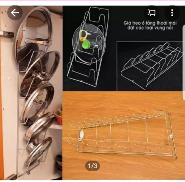 Giá cài vung nồi inox 6 tầng