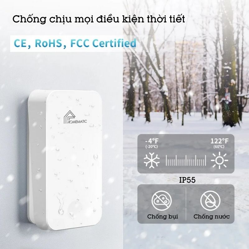 Chuông Cửa Không Dây Không Dùng Pin Chống Nước Homematic G4LW