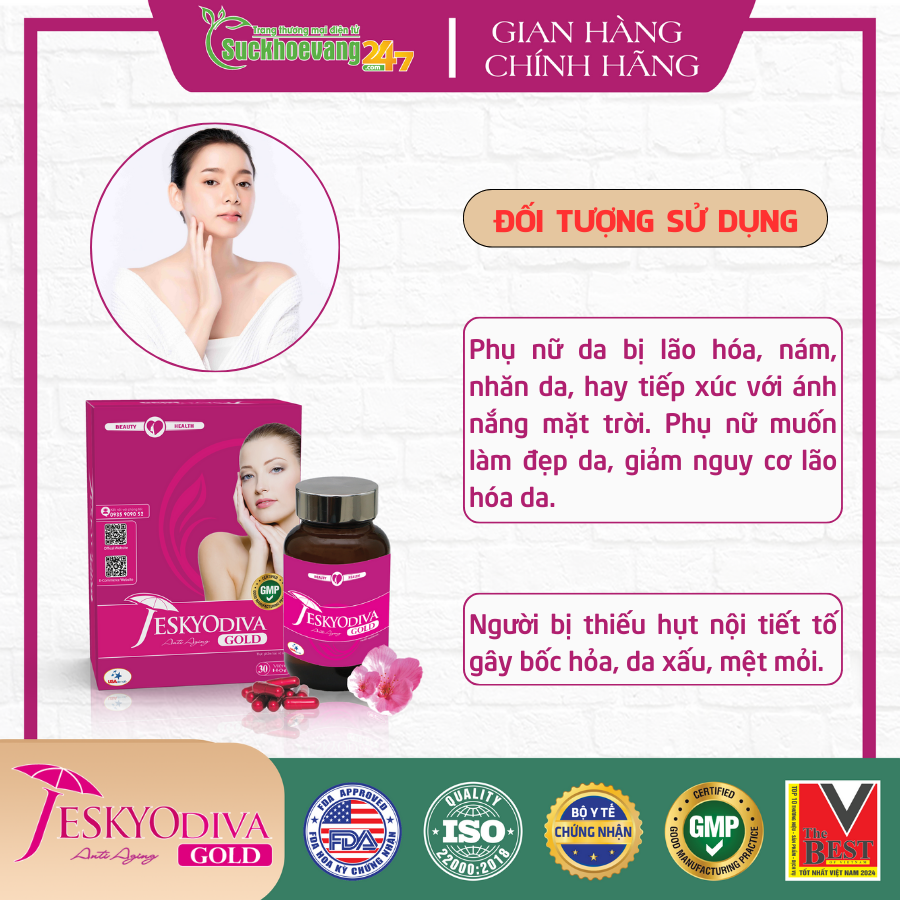 Viên uống collagen JeskyoDiva Gold giúp làm đẹp da, chống lão hóa - Hộp 30 viên