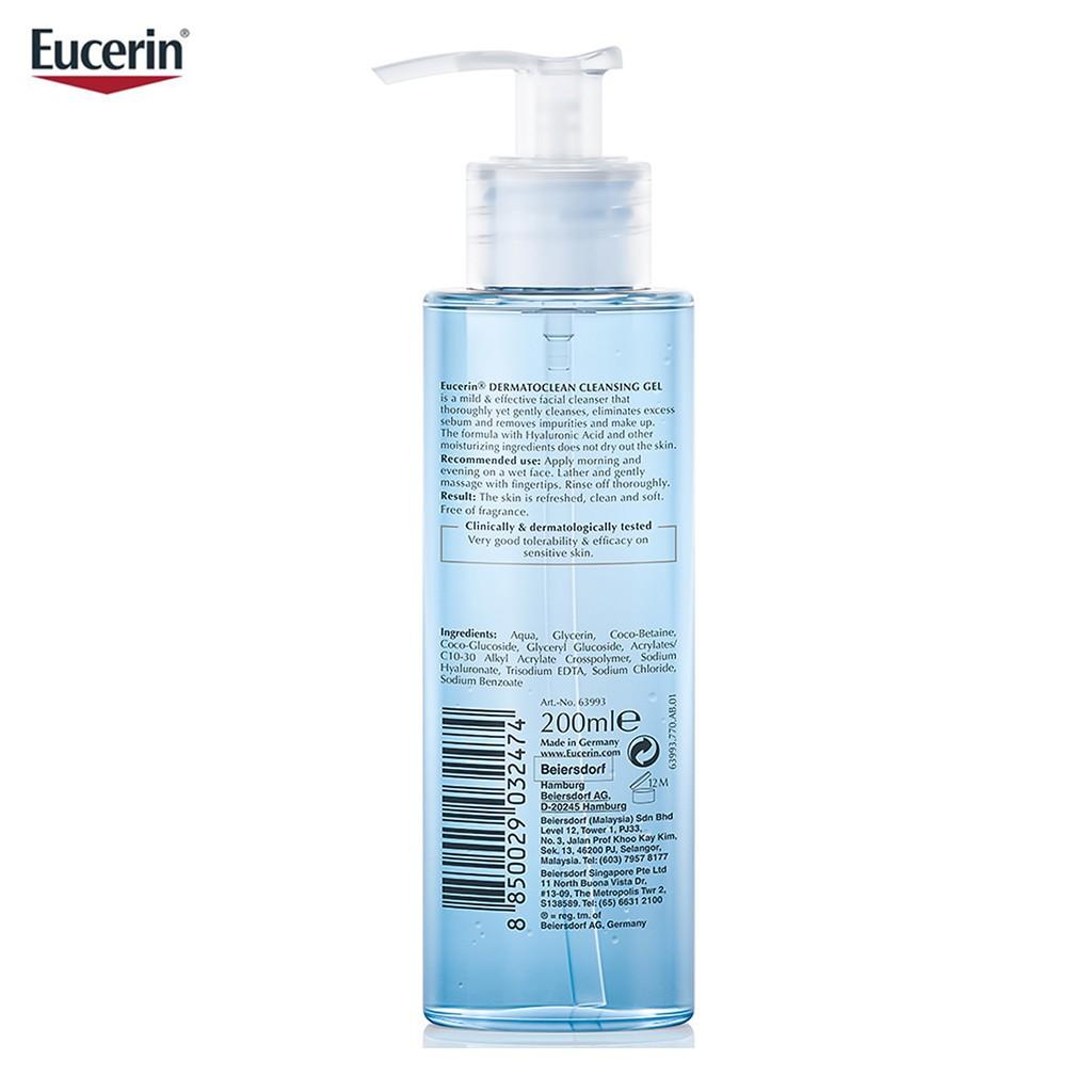 Hình ảnh Eucerin Gel Rửa Mặt Dành Cho Da Nhạy Cảm Dermato Clean 200ml (NEW)
