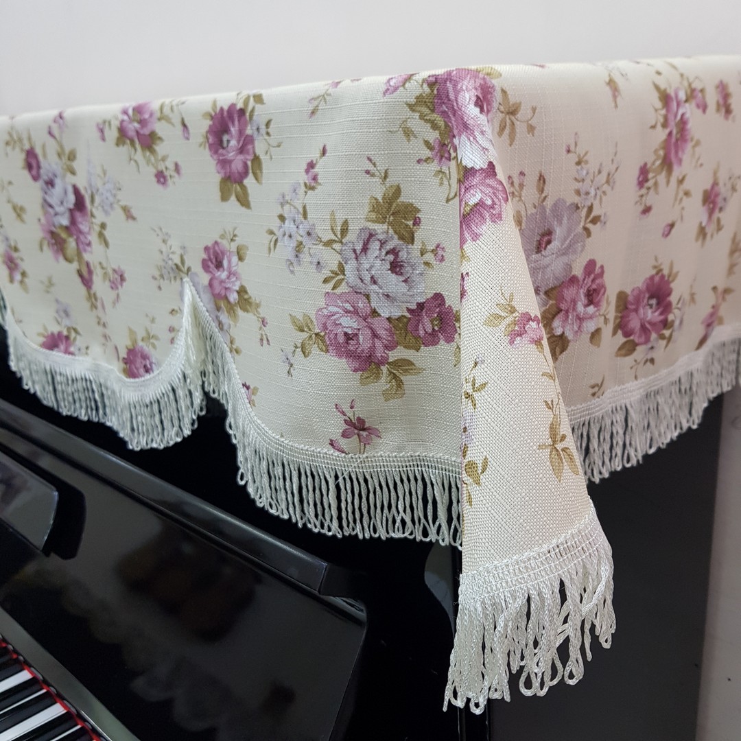 Khăn phủ đàn Piano cơ mẫu họa tiết hoa hồng