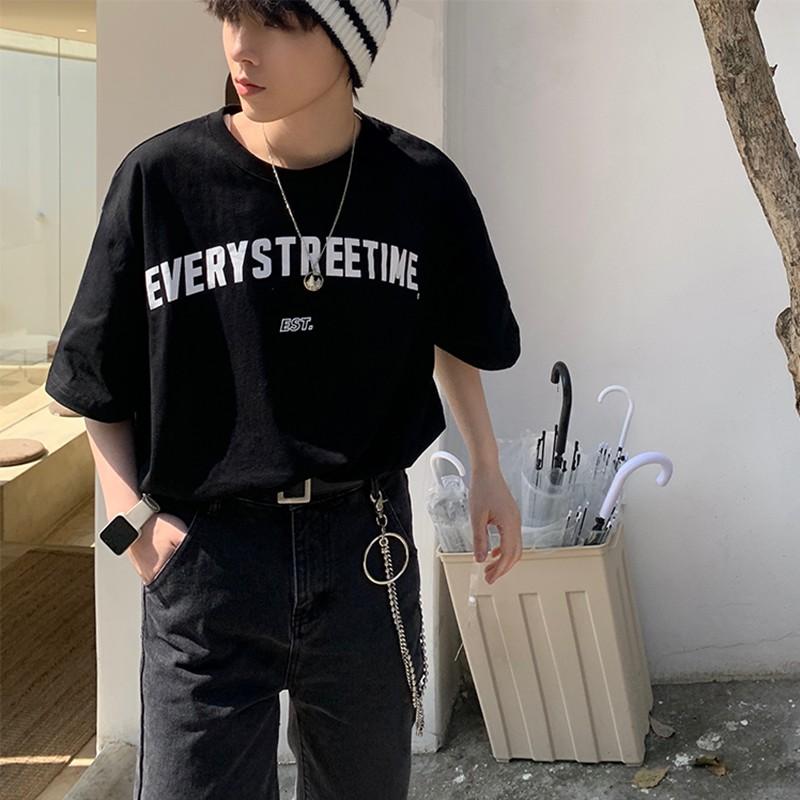 Áo cotton nam nữ unisex thun tay lỡ ulzzang phông đen cotton oversize form rộng in hình cool ngầu EVERYSTREETIME