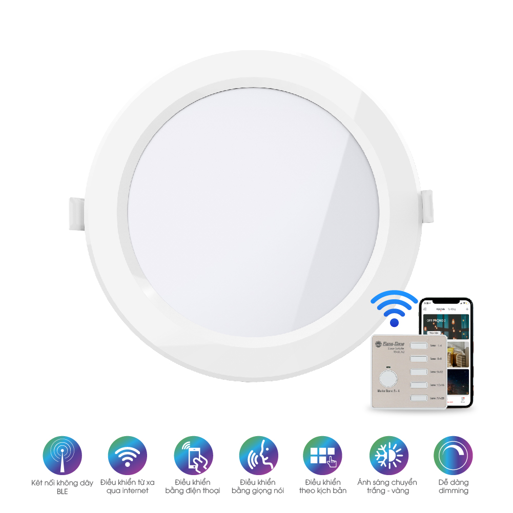 Đèn LED panel điều khiển từ xa bằng Bluetooth/Wi-Fi Rạng Đông model PT04.BLE 110/9W