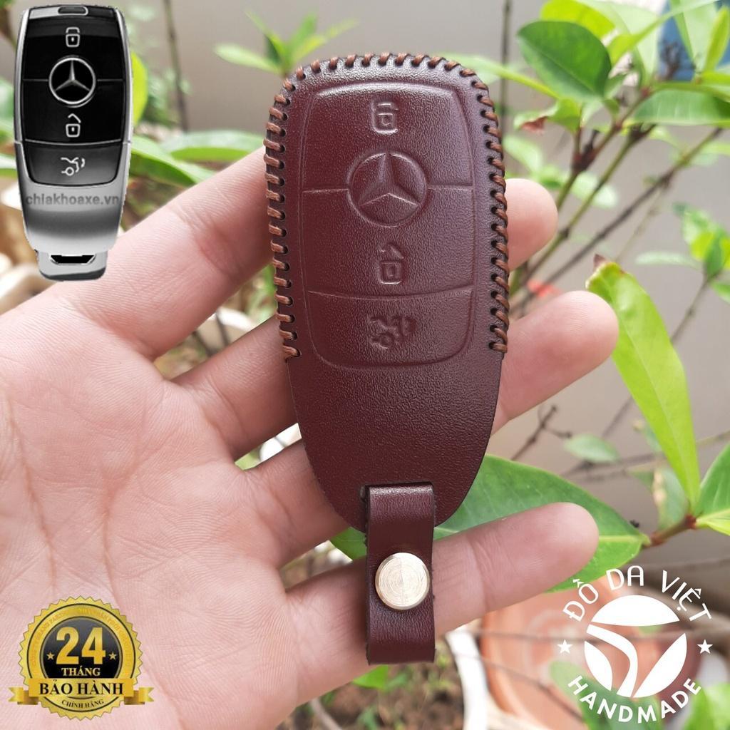 Bao da chìa khoá Mercedes handmade da thật, bao da chìa khoá Mec