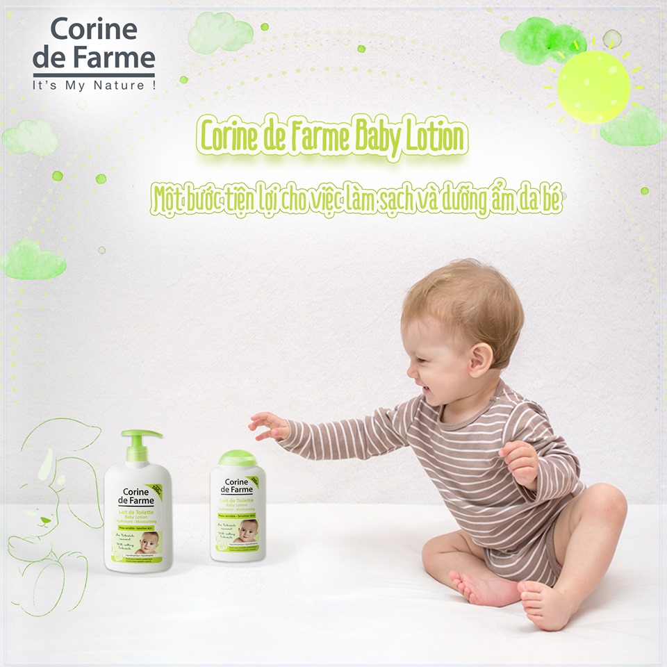 Lotion làm sạch và dưỡng ẩm da cho bé Baby Lotion - Corine de Farme (250ml)