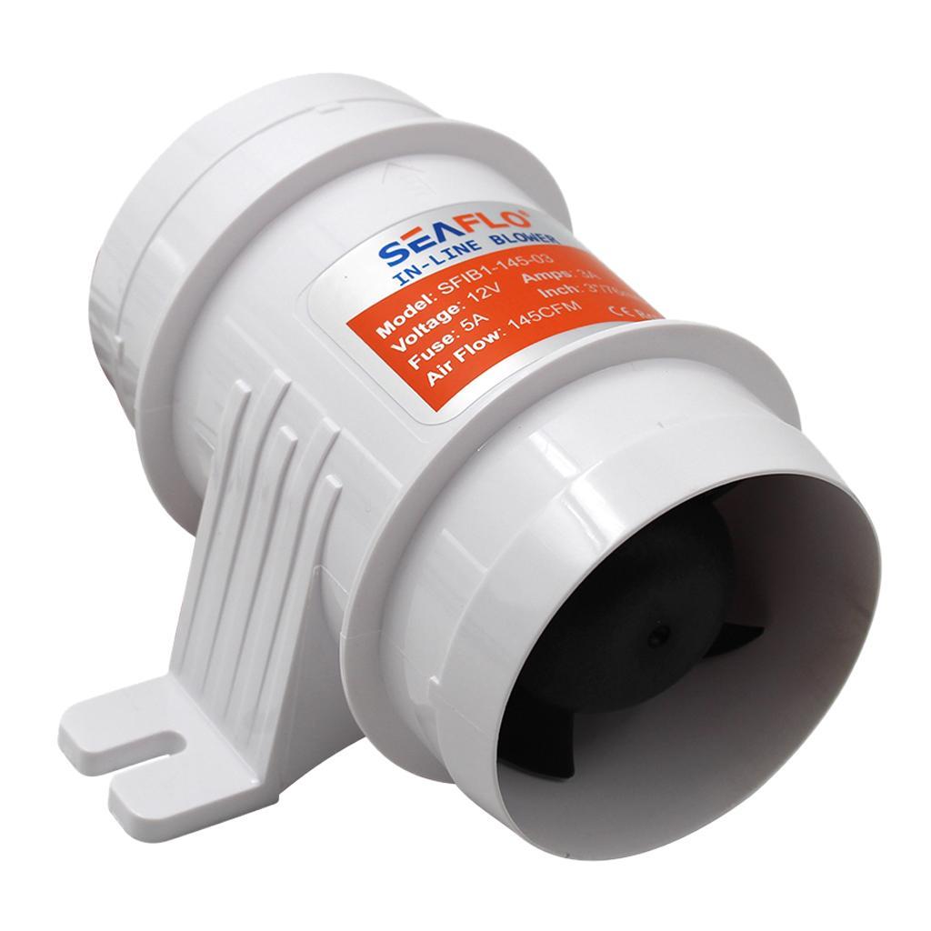 3" Marine Bilge Air Blower 24V 145 CFM Quiet Boat White