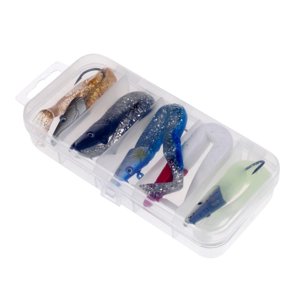 5 Pieces 11cm Lead JigHead Soft Fishing Lures with Hook Weedless Sandeels Sinking Swimbaits for Saltwater and Freshwater