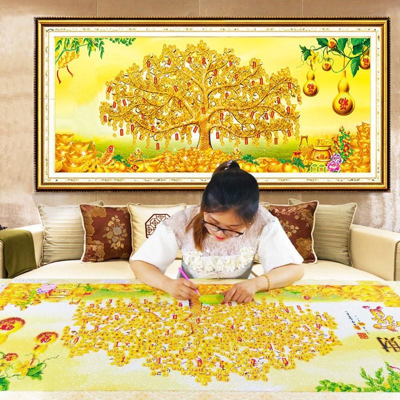 Tranh đính đá kim cương ABC Phát Tài Thịnh Vượng-Cây Tiền Vàng YN2098