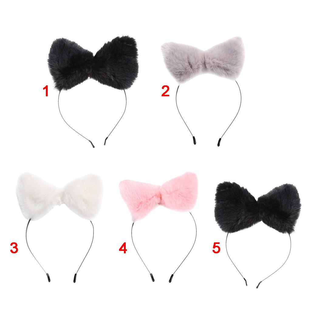 Cat Ears Hairband Hair Clip Accessories Plush Elastic Party Halloween Cosplay Costume