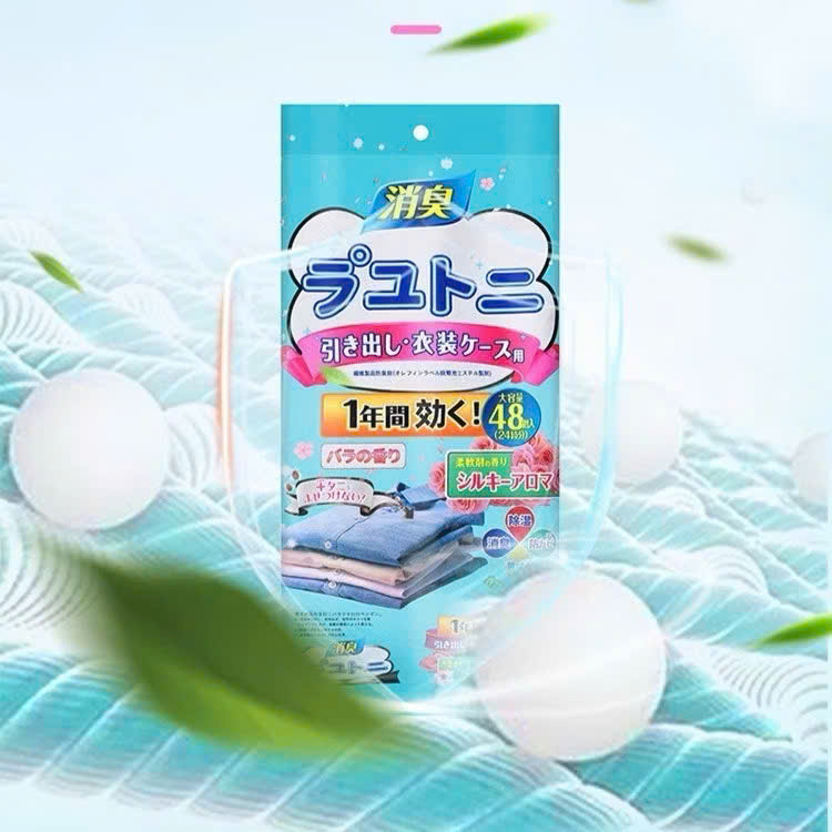Set 3 Gói 3 Màu Thơm Hút Ẩm Long Não, Chống Ẩm Mốc, Đuổi Côn Trùng Tủ Quần Áo, Tủ Giày (Bịch 48 Túi) - HÀNG CHÍNH HÃNG MINIIN