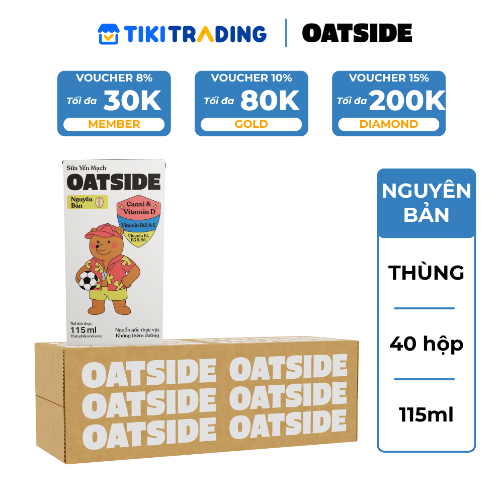 Thùng 40 hộp Sữa yến mạch OATSIDE vị nguyên bản 115ML