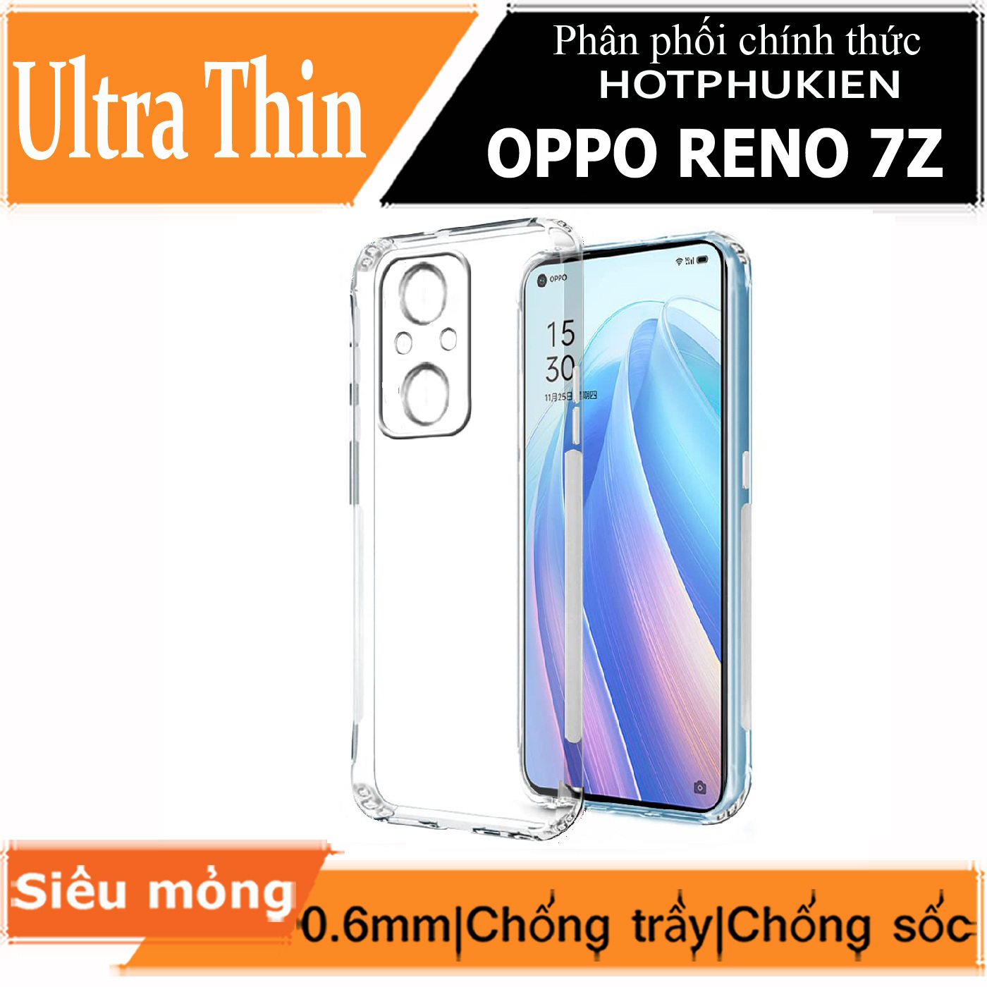 Hình ảnh Ốp lưng silicon dẻo cho Oppo Reno 7Z hiệu Ultra Thin trong suốt mỏng 0.6mm độ trong tuyệt đối chống trầy xước - Hàng nhập khẩu