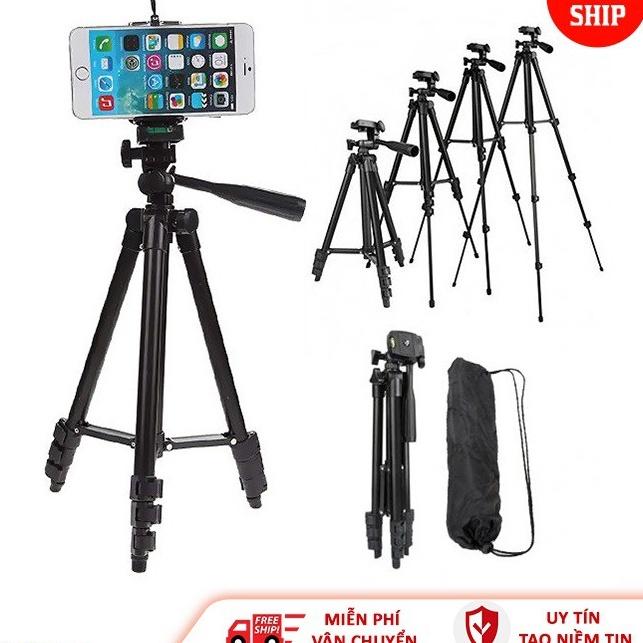 Giá đỡ điện thoại Tripod -kèm kẹp điện thoại 3 chân-điều khiển remote tương thích với nhiều dòng máy