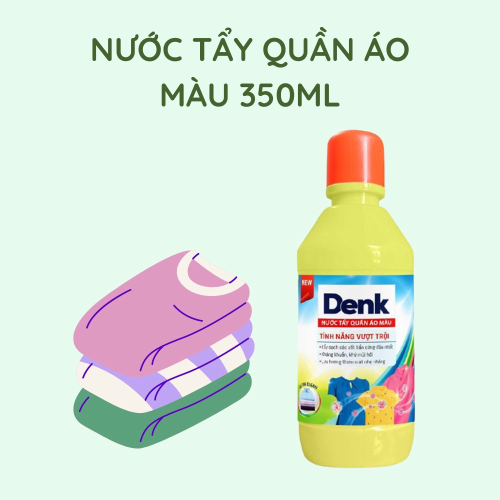 Nước tẩy trắng mốc quần áo Denkclin 350ml thế hệ mới mùi hoa quả cực thơm