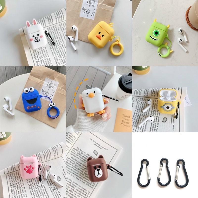 Vỏ bảo vệ bao đựng tai nghe/Case Airpods 1/2 2D hình CUTE - kèm móc khoá