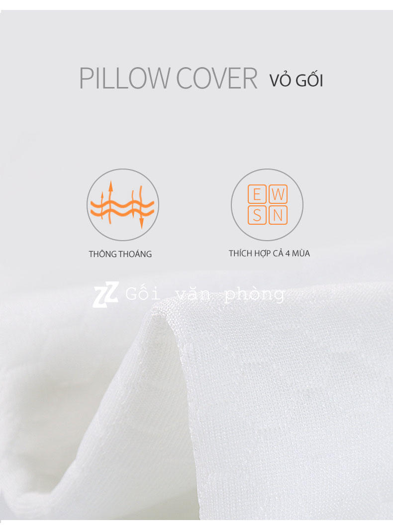 Gối cao su non trắng vỏ sợi tre ZURI PILLOW GDH-06