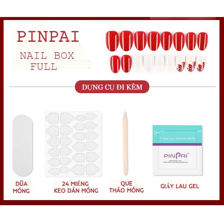 Nail box set 24 móng úp thiết kế Pinpai x Yapas kèm full dụng cụ làm móng, Nailbox Pinpai móng giả cá nhân