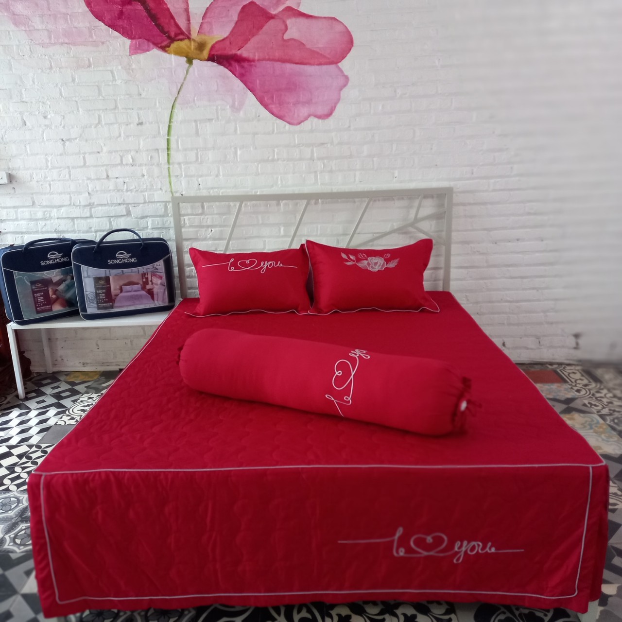 Bộ chăn ga gối cao cấp Sông Hồng UC21008