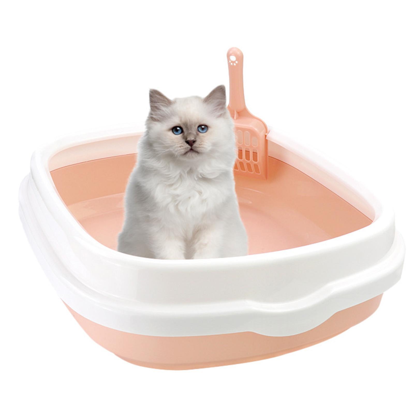 Semi Open Kitten Cat Litter Box, Tray Sand Box Detachable with Surrounded Top Frame Toilet for Travel