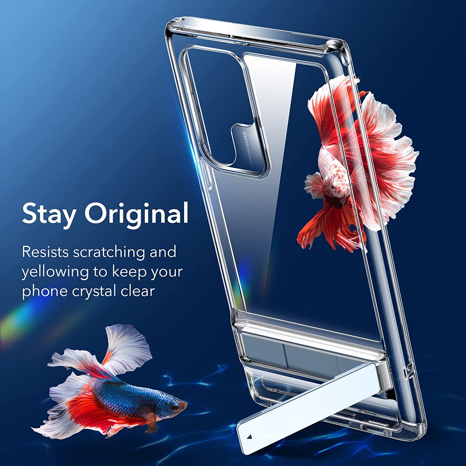 Ốp lưng cho Samsung Galaxy S22 Ultra ESR Metal Kickstand Crystal Clear - Hàng Chính Hãng