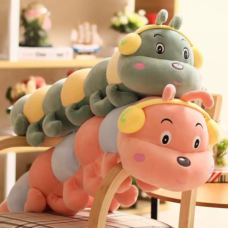 Thú bông con sâu đeo tai nghe headphone dễ thương siêu mềm mịn (70cm) Gối ôm con sâu đeo tai nghe đáng yêu cute