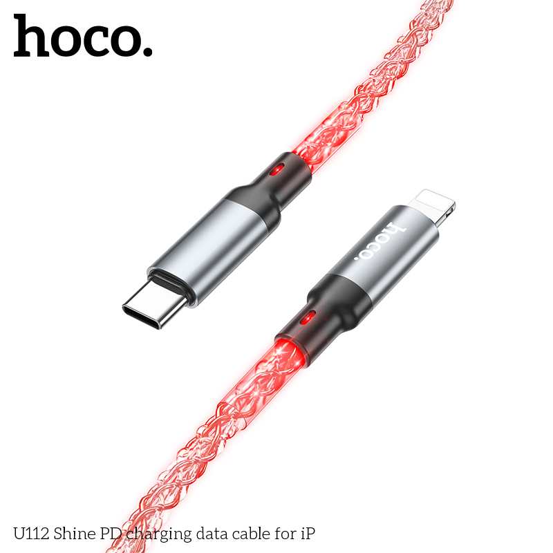 Cáp Sạc Nhanh Đổi Màu Dành Cho Hoco Shine U112 20W 3A Type-C To Ln Dây Dài 1M Hàng Chính Hãng