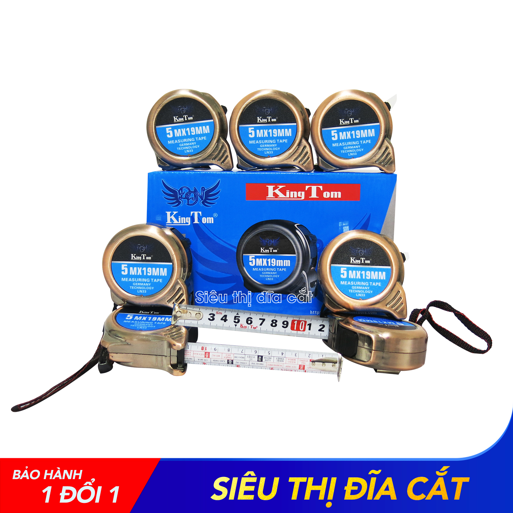 Thước Đặc Biệt 2 Mặt KingTom (Đồng) TKT- LN33-5M - Kéo Rút Trơn Tru