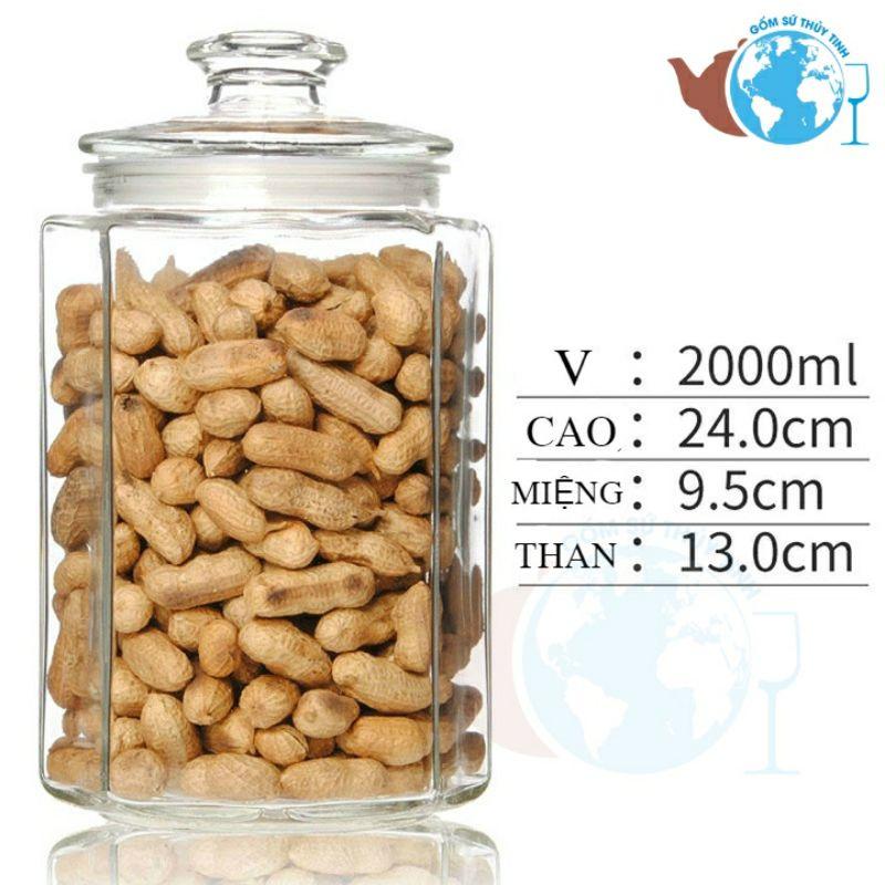 Hũ Lọ Thủy Tinh Đựng Gia Vị Lục Giác 3 lít Có Gioăng Chống Thoát Khí
