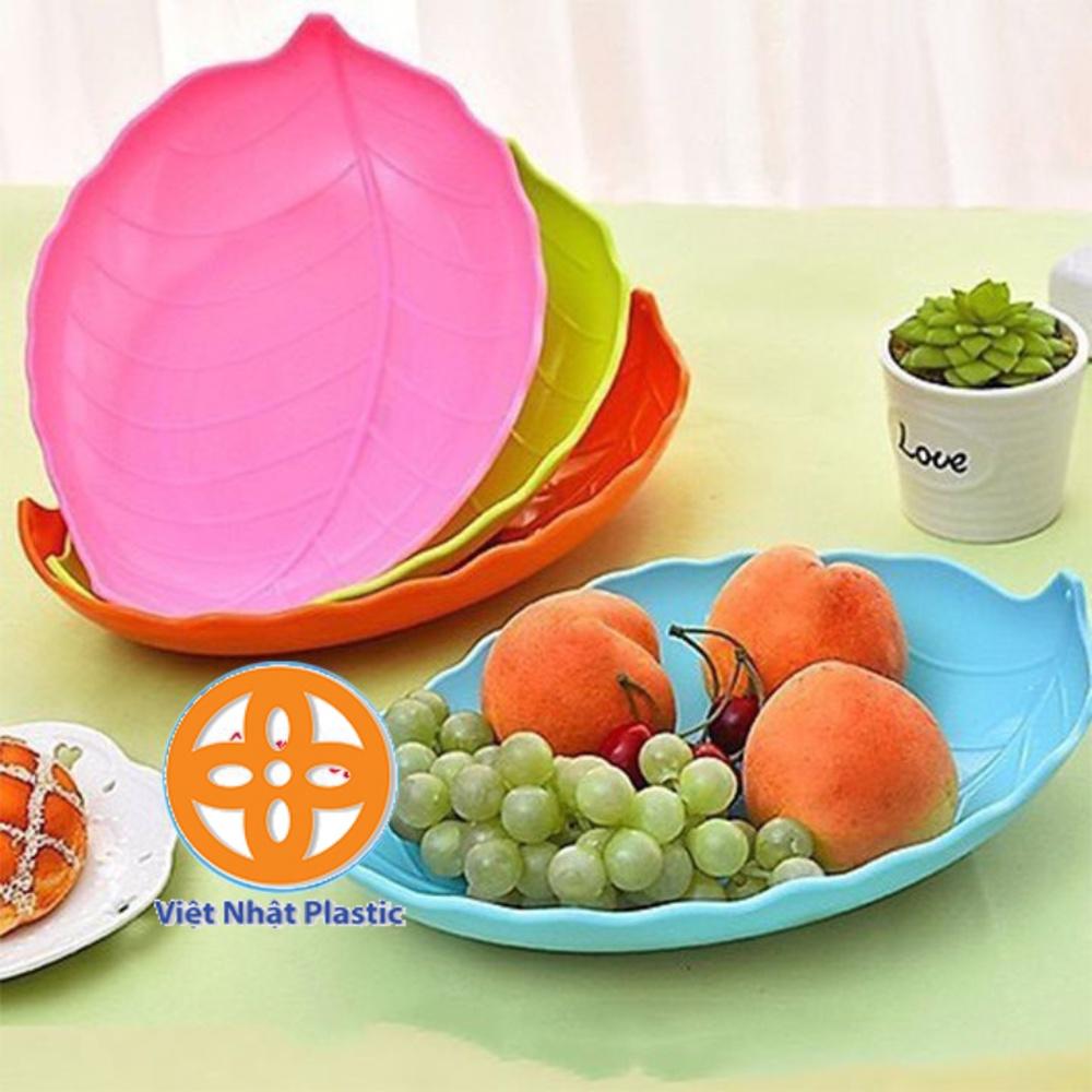 đĩa nhựa Việt Nhật hình lá 2 size đựng hoa quả, bánh kẹo, đồ ăn thiết kế đẹp mắt
