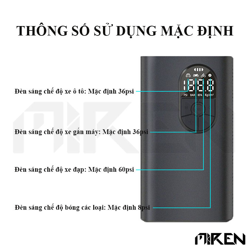 Máy Bơm Khí Cho Lốp Ô Tô Điện Tử Cầm Tay Đa Năng Nhỏ Gọn Tự Ngắt Cho Xe Hơi Xe Đạp Xe Gắn Máy Model CQB Hàng Chính Hãng 