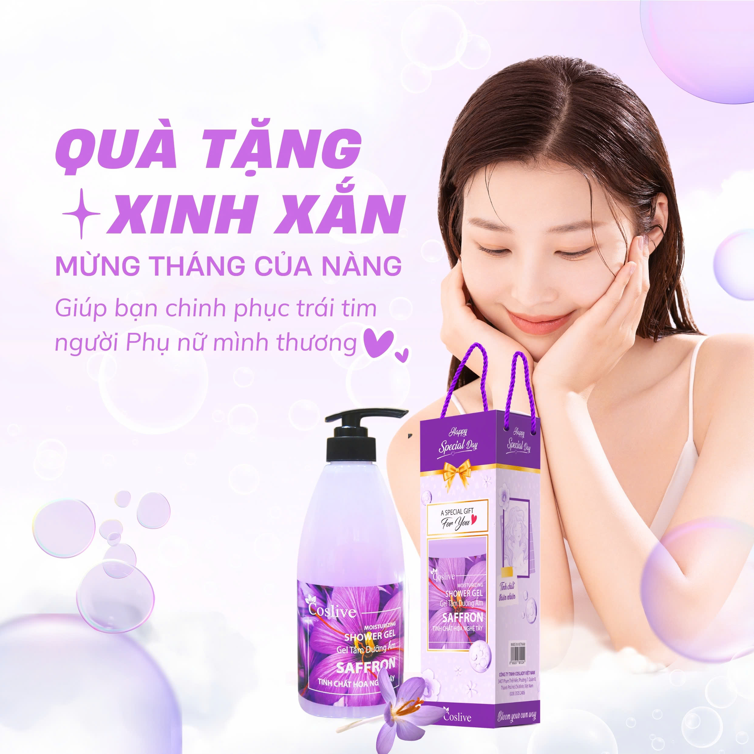 GEL TẮM KHÁNG KHUẨN TINH CHẤT HOA NGHỆ TÂY 700ML COSLIVE