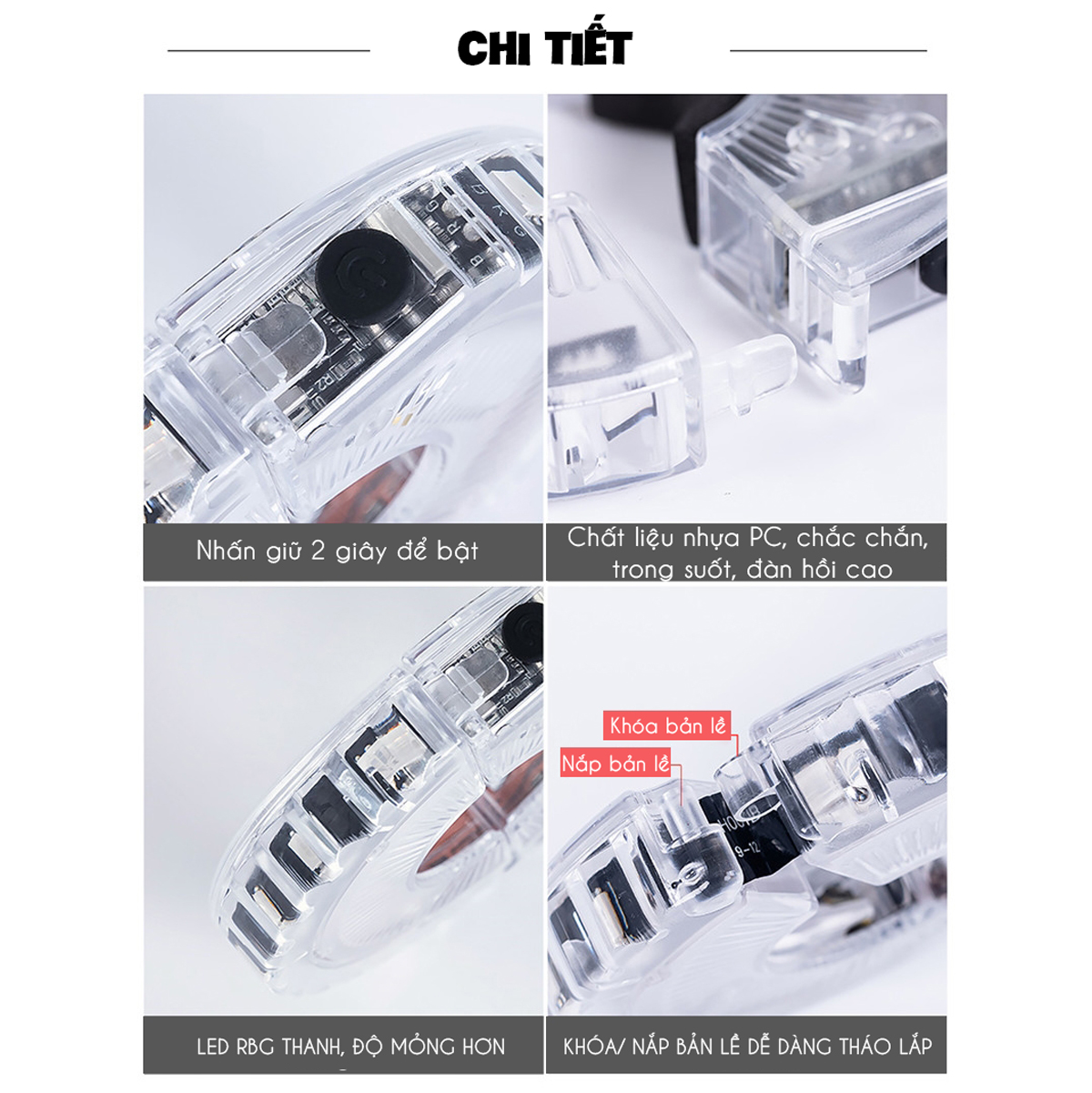 Đèn Trang Trí Cho Xe Đạp Trẻ Em Gắn Moay-Ơ Trục Giữa Xe Đạp Với 7 Màu RBG 18 Chế Độ Sáng Khác Nhau Sạc Điện USB Mai Lee
