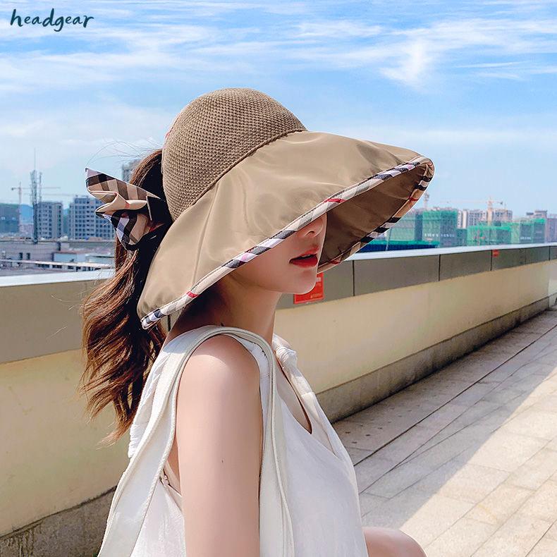 Moonar Women Summer Fashion Casual Folding Wide Brim Flower Print Beach Anti- UV Travel Hat Ladies Sunscreen Visor Cap - Intl-Bow khaki,IntM