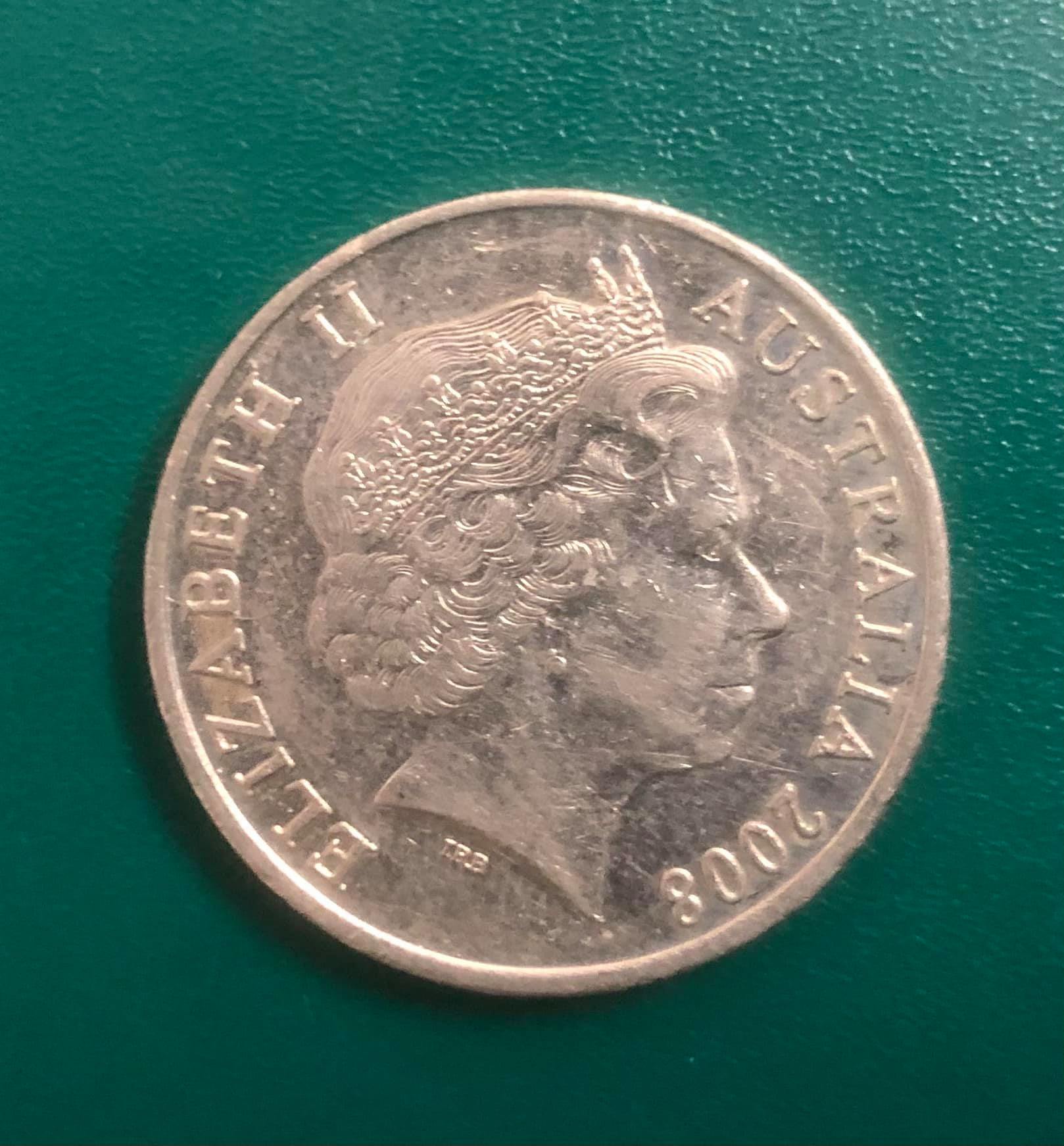 Đồng xu 20 cent Úc 28.52mm, chân dung Nữ hoàng Elizabeth II