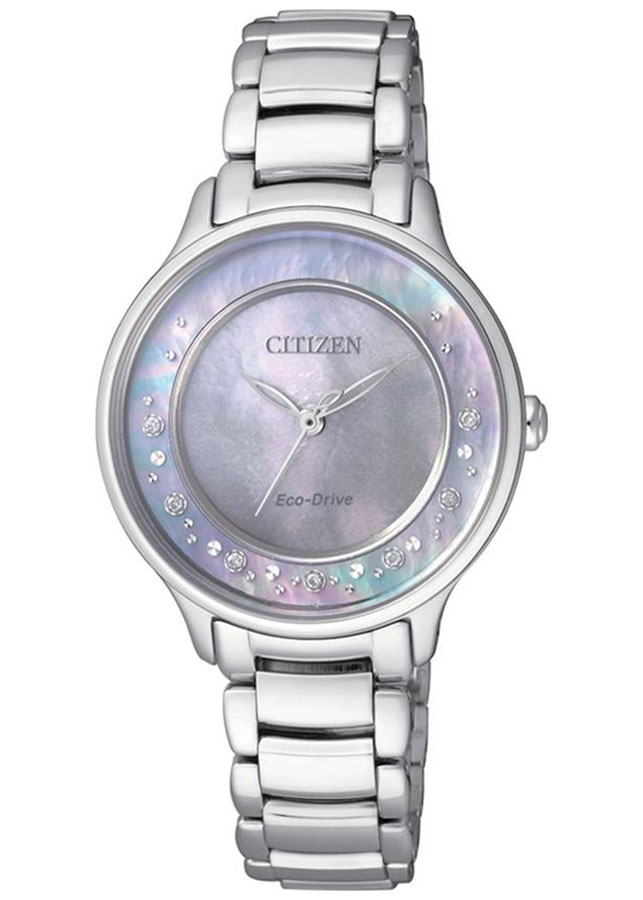 Đồng Hồ Nữ Citizen Đính Kim Cương Dây Thép Không Gỉ EM0380-65D - Mặt Xà Cừ (Sapphire)