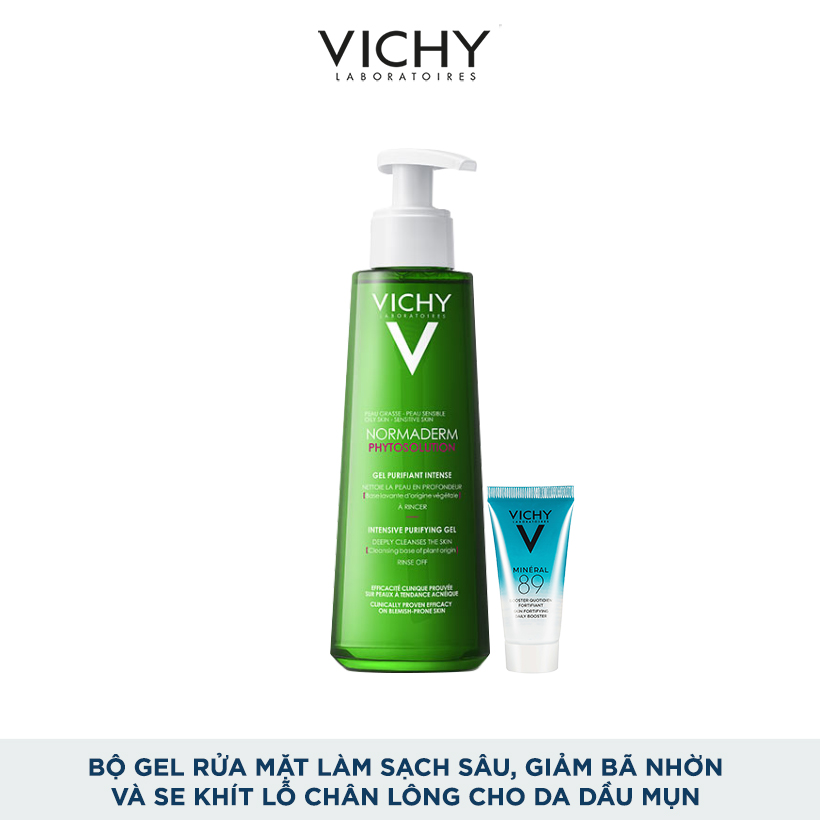 Bộ Gel Rửa Mặt Làm Sạch Sâu, Giảm Bã Nhờn Và Se Khít Lỗ Chân Lông Cho Da Dầu Mụn Vichy Normaderm Phytosolution Gel