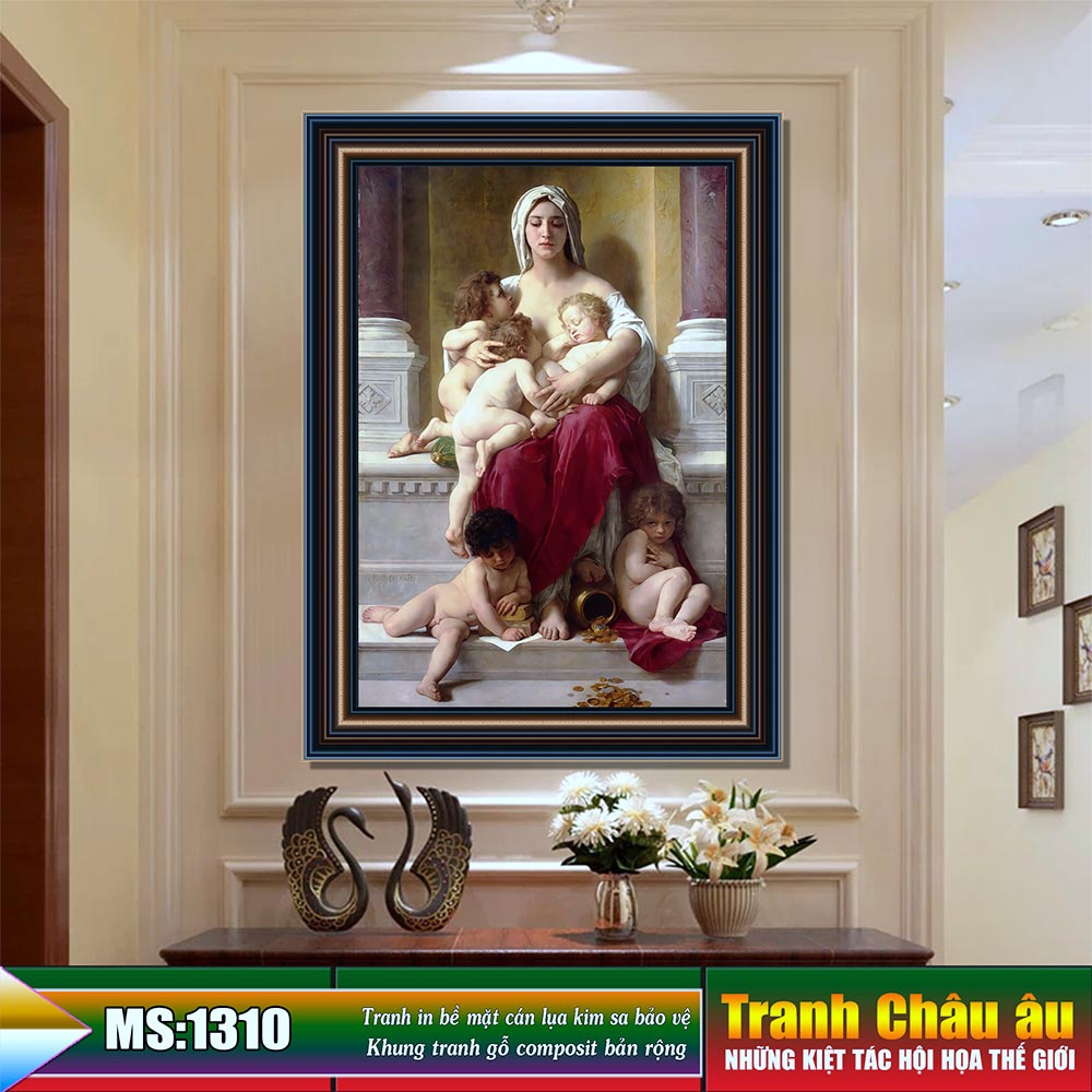 Tranh treo tường Châu Âu trang trí phòng khách, phòng ngủ. Bức tranh " La Charité - Thiện tâm". MS1310