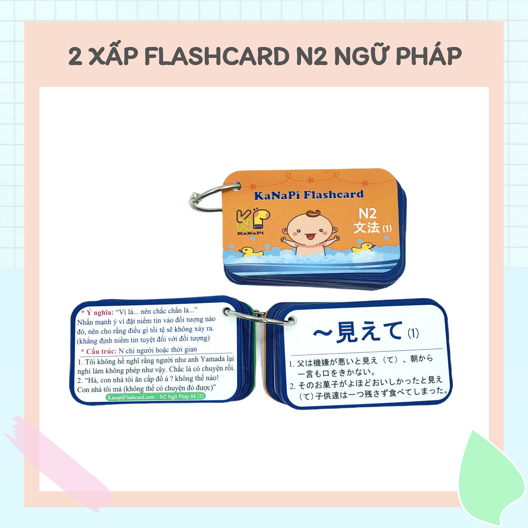 Flashcard N2 Ngữ Pháp (2 Xấp kèm khoen)