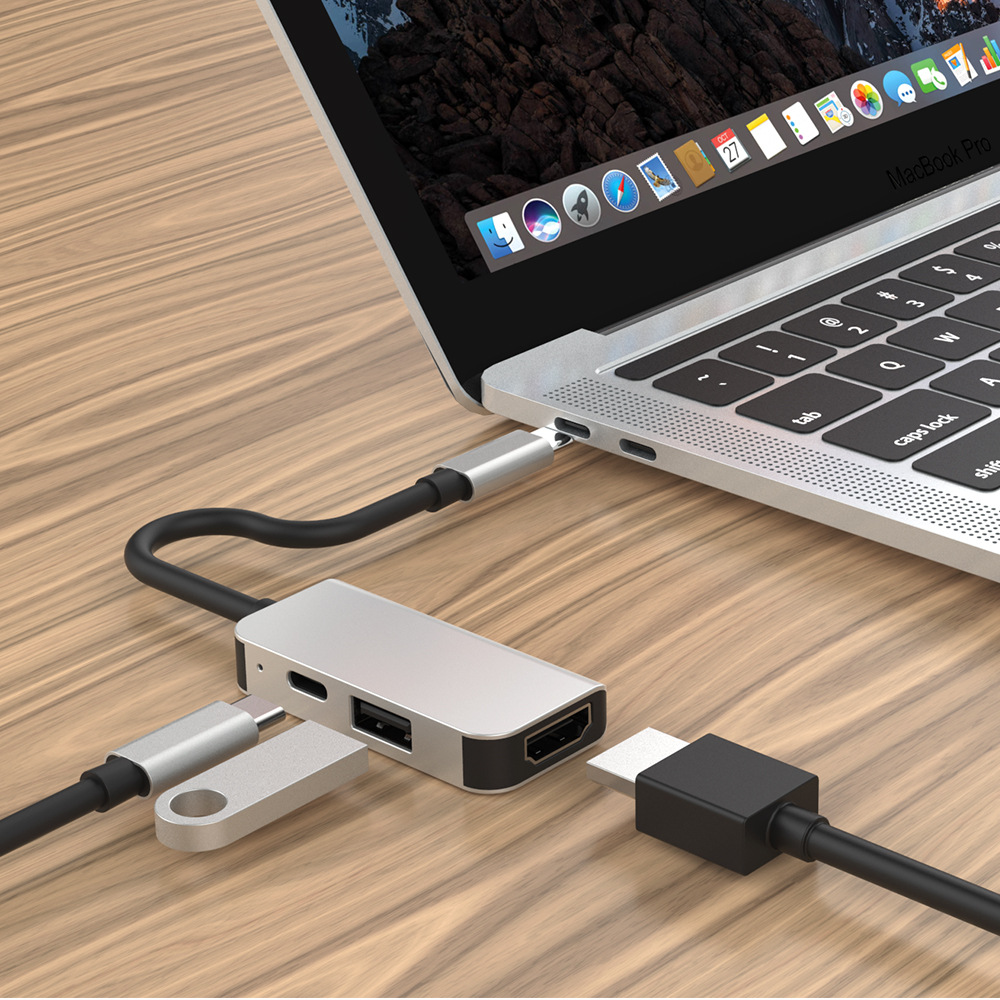 Cáp chuyển USB Type c to HDMI + USB 3.0 + USB C  chất lượng cao