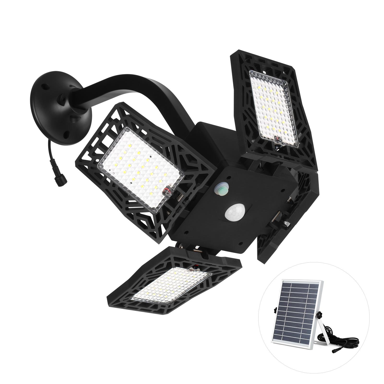 Bộ cảm biến chuyển động ánh sáng ngoài trời năng lượng mặt trời Bốn đầu 80 đèn LED 3 chế độ chiếu sáng 8000mAh Đèn tường LED có thể sạc lại 110 độ