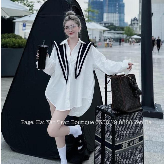 Áo sơ mi kèm khăn điệu đà vải thoải mái chất mềm không khô Trendy Clothing