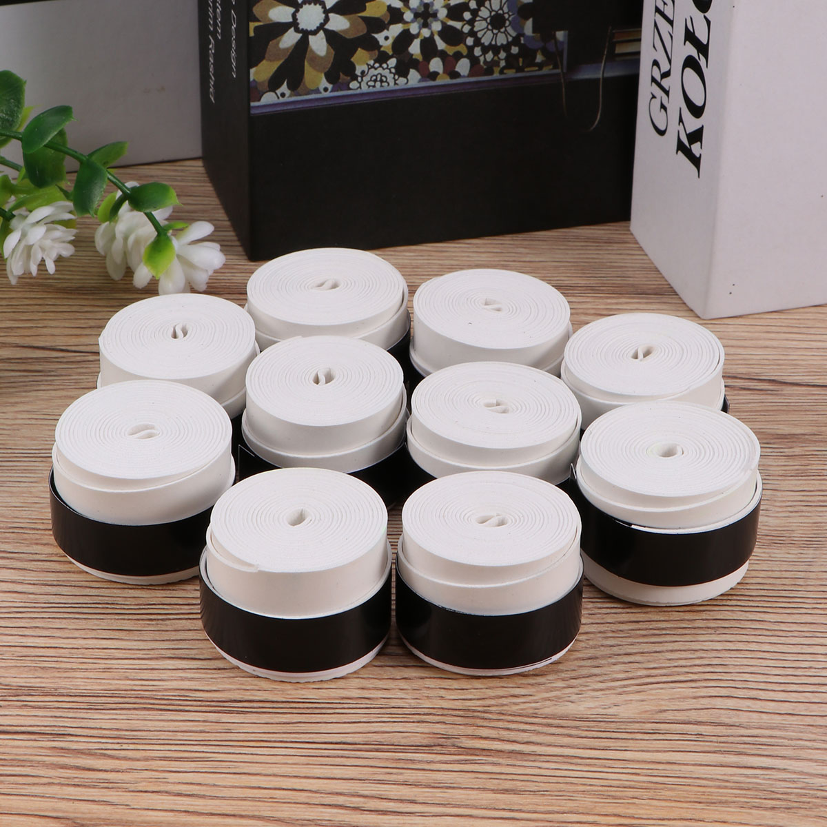 10 Chiếc Trắng Băng Keo Hoàn Thiện Cần Thấm Mồ Hôi Vợt Cầu Bám Bãi Biển Bóng Bàn Bát Trên Bao CuộN Color: Black