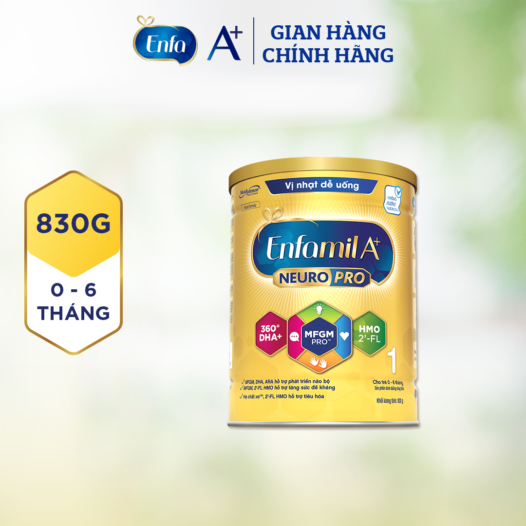 Sữa bột Enfamil A+ NeuroPro 1 với 2’-FL HMO cho trẻ từ 0 – 6 tháng tuổi– 830g