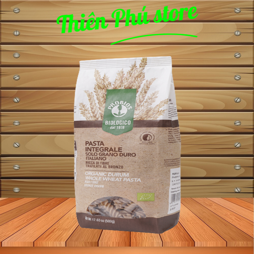 Nui Xoắn Nguyên Cám Hữu Cơ 500g Probios Organic Durum Whole Wheat Fusilli