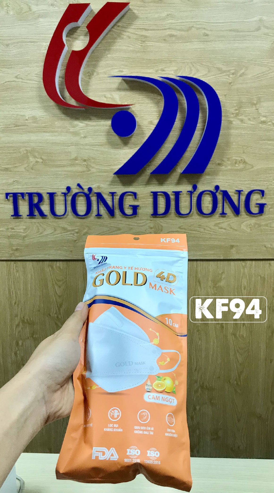 Khẩu trang y tế Hương tinh dầu Cam Ngọt 4D Gold Mask (KF94) - Túi 10 chiếc