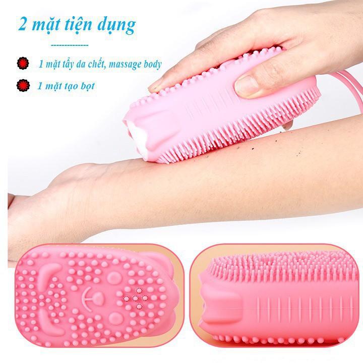 Bông tắm silicon 2 mặt tạo bọt 2 mặt tẩy da chết, tạo bọt massage body