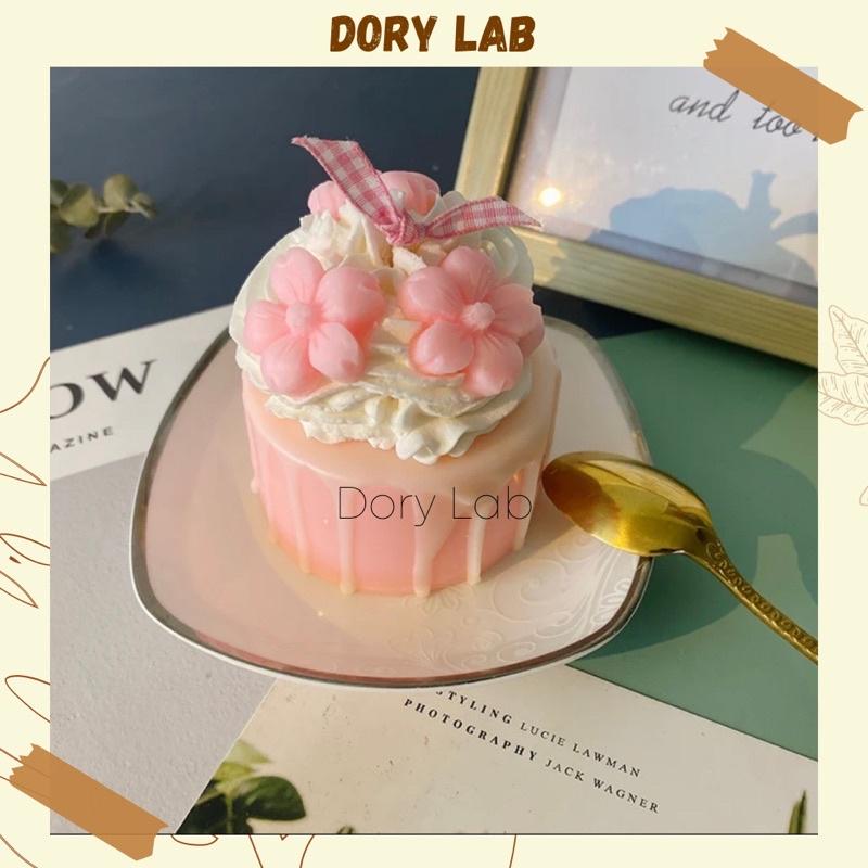 Nến Thơm Bánh Kem Hoa Đào Nhiều Mùi Hương Handmade - Dory Lab
