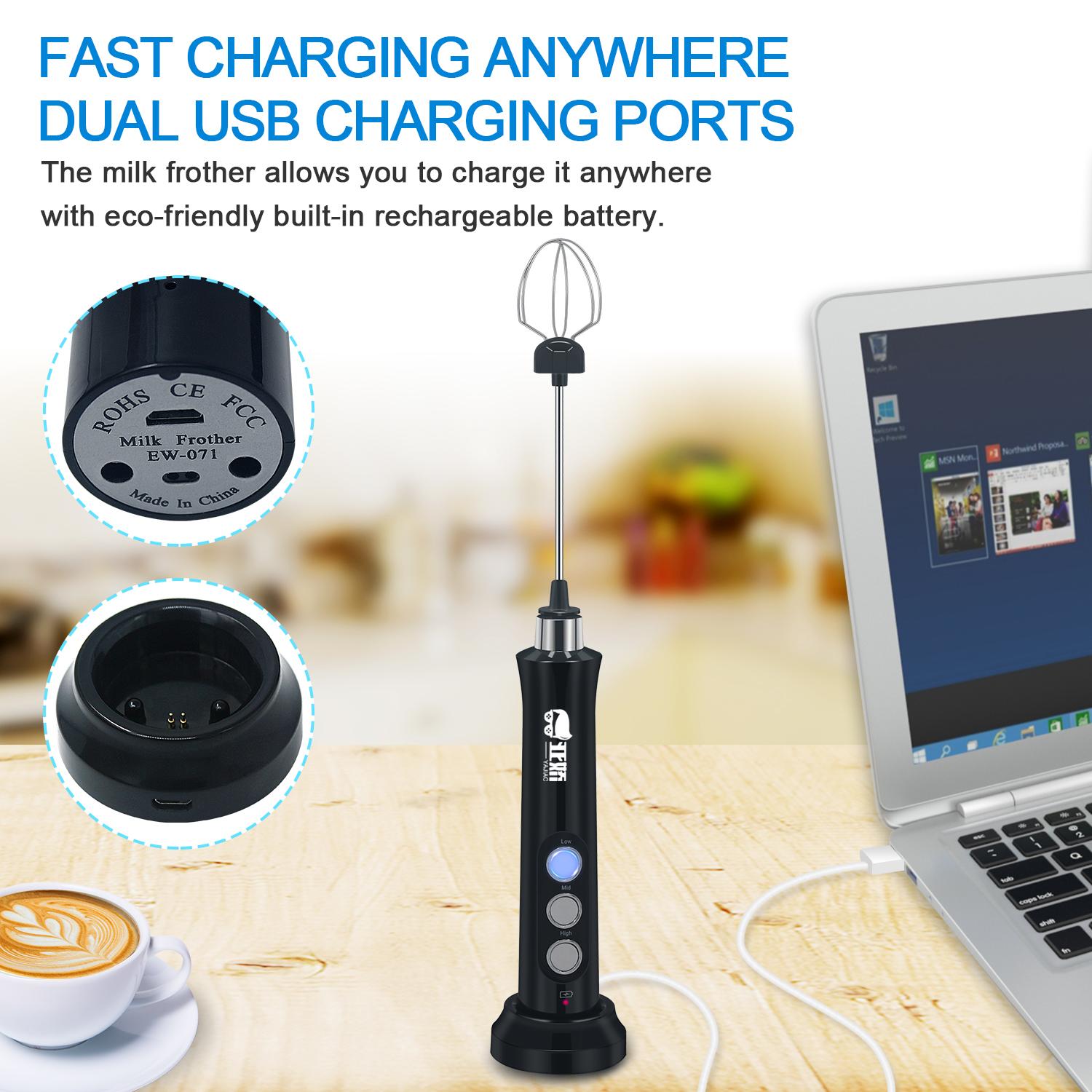 YAJIAO Điện Mới Trộn Xay Sinh Tố Bọt Sữa Cầm Tay Có Sạc USB Dock Không Bong Bóng Máy Làm Đánh Cho Cà Phê Cappuccino