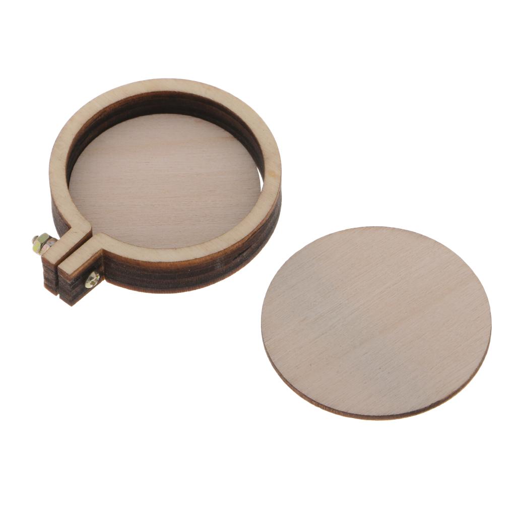 2pcs Mini Wooden Embroidery Hoop Embroidered Frames Ring Pendant Crafts 34mm