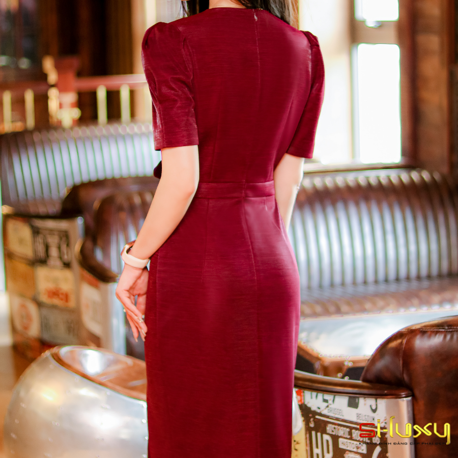 Váy đầm Siluxy công sở Thiết Kế Cao Cấp Giới Hạn Số Lượng dáng ôm nơ eo đính tay thủ công tinh tế cao cấp H2-23